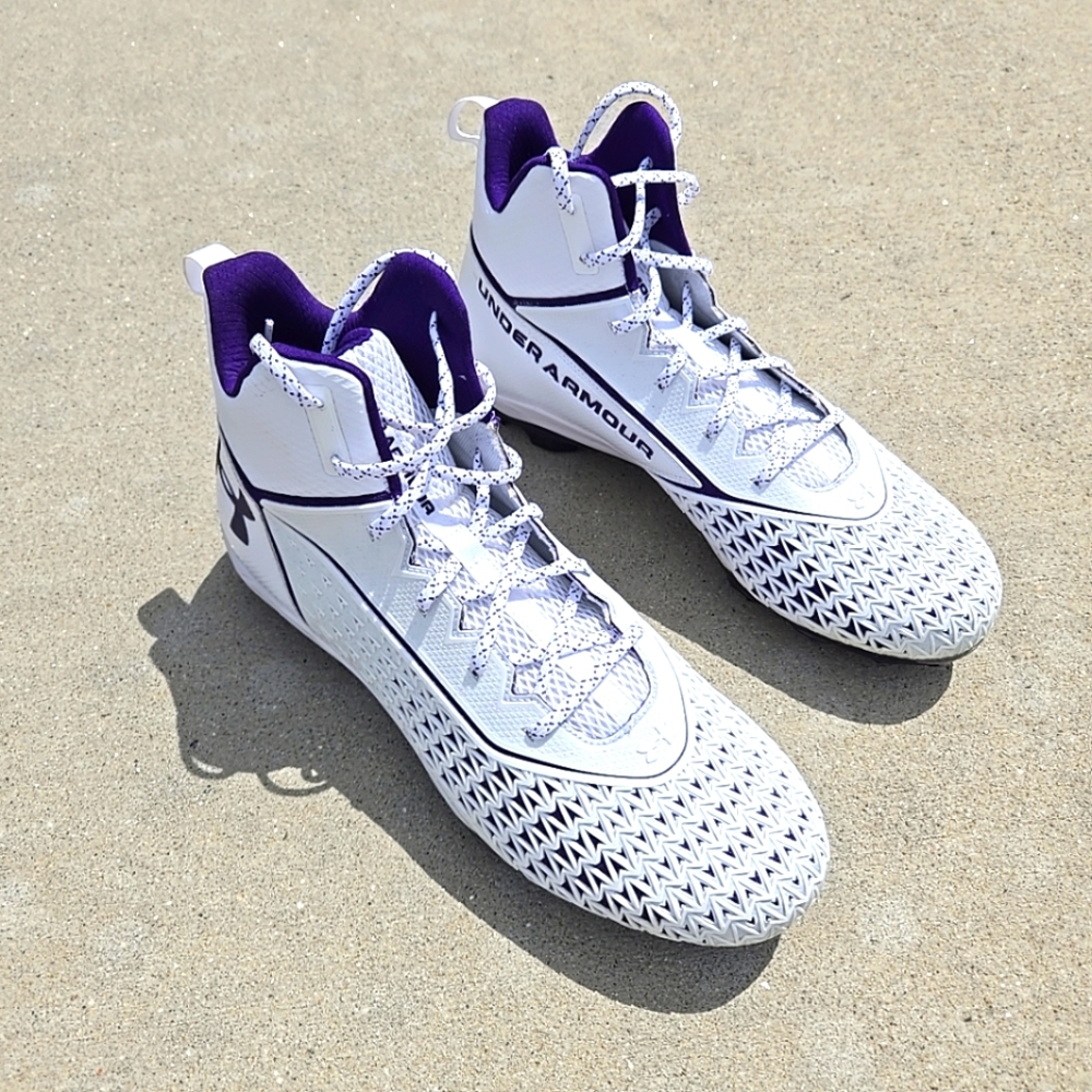 Mens Under Armour Hammer MC Football Cleats Size 16 White Purple 3022836-103